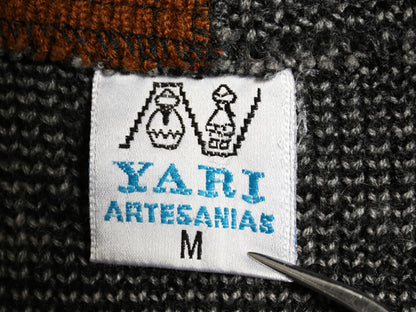 90s エクアドル製 ネイティブ 総柄 フルジップ ウール ニット パーカー メンズ レディース M 古着 オールド フード ジャケット セーター