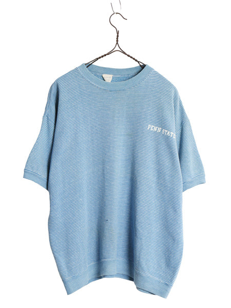 60s USA製 ★ チャンピオン カレッジ プリント 半袖 スウェット メンズ L / 古着 ヴィンテージ プロダクツタグ ボーダー トレーナー 裏起毛