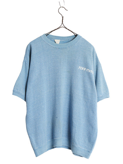 60s USA製 ★ チャンピオン カレッジ プリント 半袖 スウェット メンズ L / 古着 ヴィンテージ プロダクツタグ ボーダー トレーナー 裏起毛