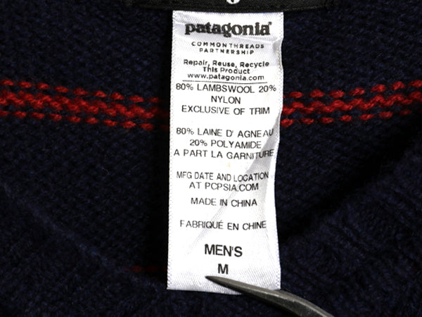 パタゴニア ラム ウール ボーダー ニット セーター メンズ M / 14年製 Vネック長袖ニット シンプル ゆったり リブ編み ツートン アウトドア