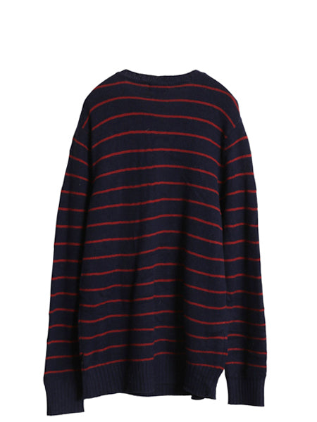 パタゴニア ラム ウール ボーダー ニット セーター メンズ M / 14年製 Vネック長袖ニット シンプル ゆったり リブ編み ツートン アウトドア