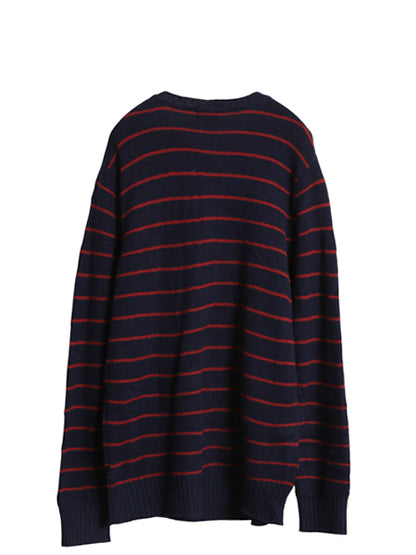 パタゴニア ラム ウール ボーダー ニット セーター メンズ M / 14年製 Vネック長袖ニット シンプル ゆったり リブ編み ツートン アウトドア