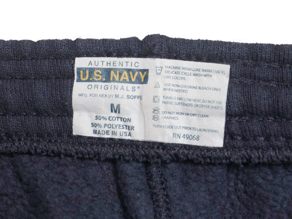 USA製 US NAVY プリント スウェット トレーニング パンツ メンズ M / 古着 ミリタリー 裏起毛 トレーナー 軍物 ネイビー USN ワンポイント