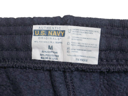 USA製 US NAVY プリント スウェット トレーニング パンツ メンズ M / 古着 ミリタリー 裏起毛 トレーナー 軍物 ネイビー USN ワンポイント