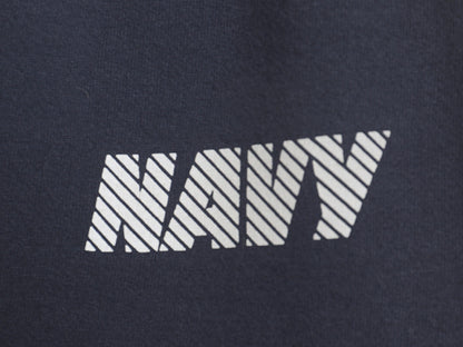 USA製 US NAVY プリント スウェット トレーニング パンツ メンズ M / 古着 ミリタリー 裏起毛 トレーナー 軍物 ネイビー USN ワンポイント