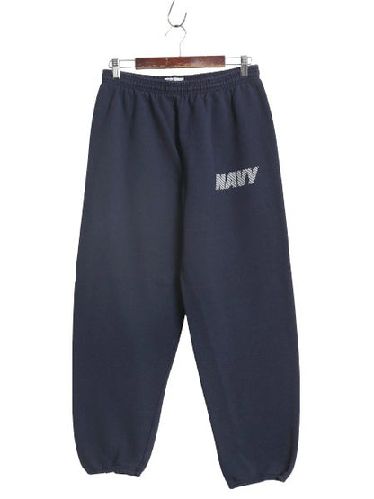 USA製 US NAVY プリント スウェット トレーニング パンツ メンズ M / 古着 ミリタリー 裏起毛 トレーナー 軍物 ネイビー USN ワンポイント