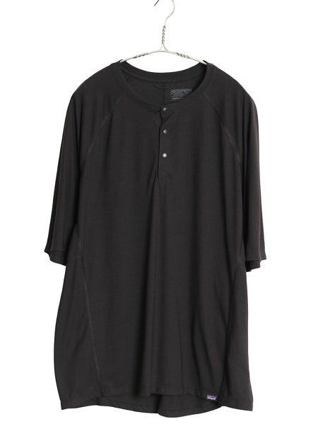 パタゴニア ヘンリーネック キャプリーン 半袖 Tシャツ メンズ L / 24年製 アウトドア ストレッチ アンダーシャツ カットソー インナー 黒