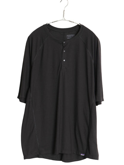 パタゴニア ヘンリーネック キャプリーン 半袖 Tシャツ メンズ L / 24年製 アウトドア ストレッチ アンダーシャツ カットソー インナー 黒