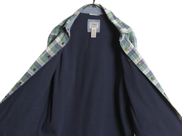 エルエルビーン チェック フランネル シャツ ジャケット メンズ M 古着 TRADITIONAL FIT ストレッチ ライナー付き ネルシャツ ワンポイント