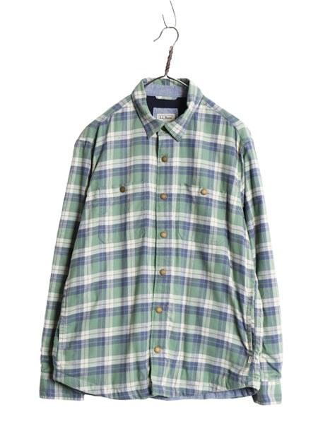 エルエルビーン チェック フランネル シャツ ジャケット メンズ M 古着 TRADITIONAL FIT ストレッチ ライナー付き ネルシャツ ワンポイント