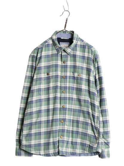 エルエルビーン チェック フランネル シャツ ジャケット メンズ M 古着 TRADITIONAL FIT ストレッチ ライナー付き ネルシャツ ワンポイント