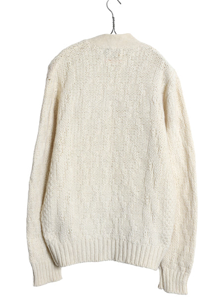60s BRENTWOOD ケーブル ニット カーディガン メンズ L 小さめ M ヴィンテージ セーター シェットランド ウール  前開き ナチュラル アラン