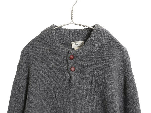 エルエルビーン ヘンリーネック ニット セーター メンズ M / アウトドア ラム ウール モックネック 長袖ニット プルオーバー 無地 シンプル