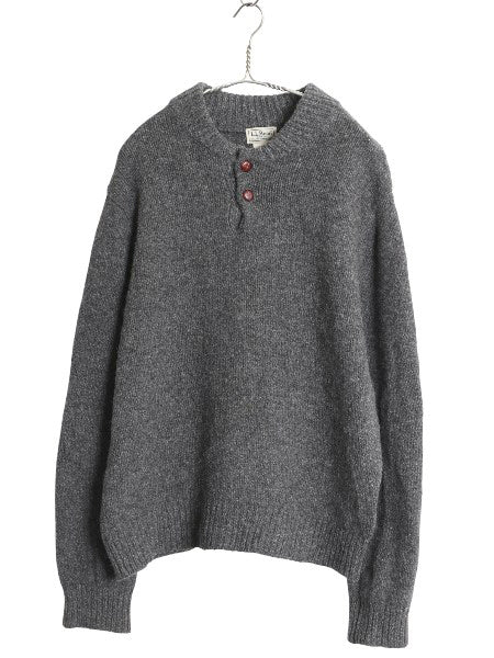 エルエルビーン ヘンリーネック ニット セーター メンズ M / アウトドア ラム ウール モックネック 長袖ニット プルオーバー 無地 シンプル