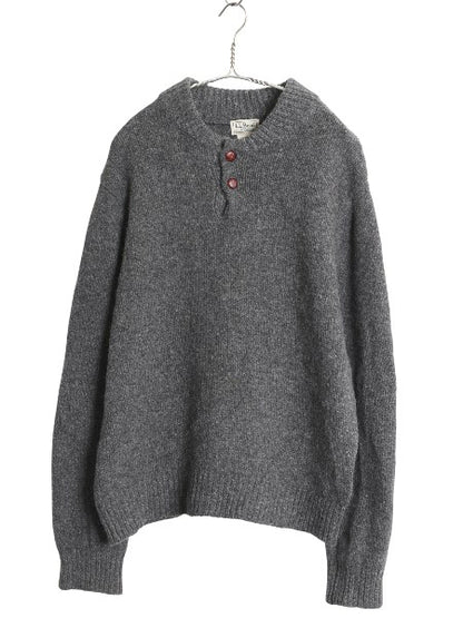 エルエルビーン ヘンリーネック ニット セーター メンズ M / アウトドア ラム ウール モックネック 長袖ニット プルオーバー 無地 シンプル