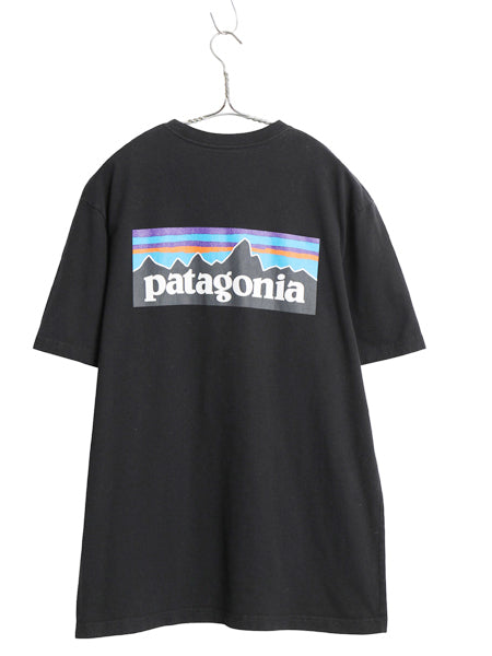 パタゴニア 両面 プリント 半袖 Tシャツ メンズ M / 19年製 アウトドア P6 ボックスロゴ バックプリント クルーネック カットソー ブラック