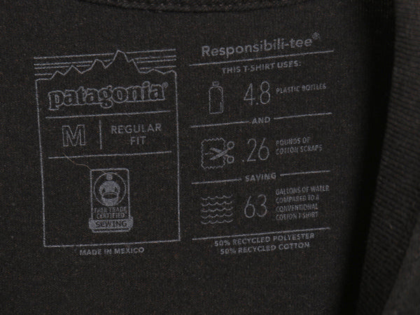 パタゴニア 両面 プリント 半袖 Tシャツ メンズ M / 19年製 アウトドア P6 ボックスロゴ バックプリント クルーネック カットソー ブラック