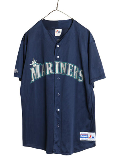 USA製 マリナーズ ベースボール シャツ メンズ XXL / MLB オフィシャル マジェスティック 大リーグ ユニフォーム 重ね着 野球 大きいサイズ