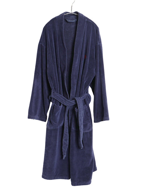 ポロ ラルフローレン パイル ガウン ロング コート メンズ S M / コットン タオル生地 ローブ 羽織り ルームウェア ワンポイント ポニー 紺