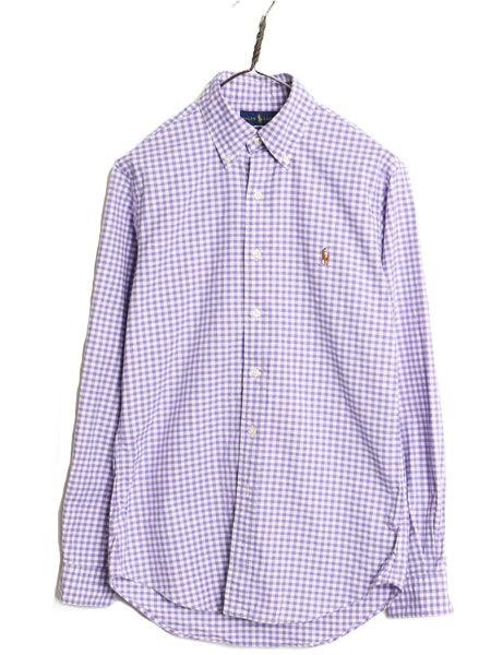 ラルフローレン ギンガム チェック 長袖 ボタンダウン シャツ メンズ S / ポロ 長袖シャツ オックスフォード コットン ストレッチ スリム