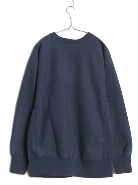 90s USA製 ★ チャンピオン リバースウィーブ カレッジ プリント スウェット メンズ XL オールド トレーナー 裏起毛 大きいサイズ ネイビー