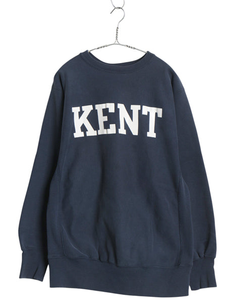 90s USA製 ★ チャンピオン リバースウィーブ カレッジ プリント スウェット メンズ XL オールド トレーナー 裏起毛 大きいサイズ ネイビー