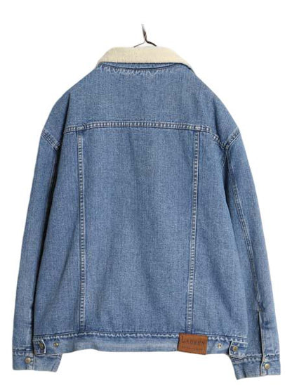90s ローレン ラルフローレン 裏 ボア デニム ジャケット レディース L / オールド ジージャン トラッカー パイル フリース ライナー 70506