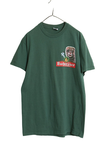 90s バドワイザー 両面 イラスト プリント Tシャツ メンズ L オールド オフィシャル フェレット キャラクター ビール 企業 当時物 アニマル