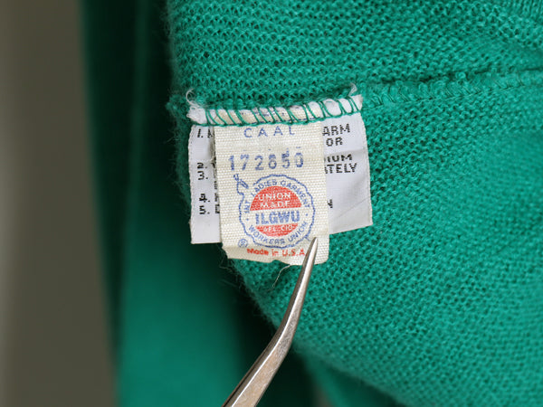 70s USA製 ラコステ アクリル ニット カーディガン メンズ レディース L 古着 ヴィンテージ 羽織り 前開き セーター ワンポイント ワニ刺繍