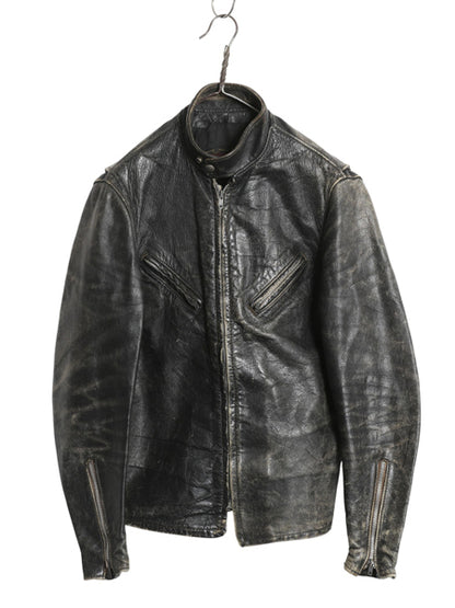 60s USA製 ★ Kehoe 本革 レザー シングル ライダース ジャケット メンズ S / 古着 ヴィンテージ 革ジャン ステアハイド カフェレーサー 黒