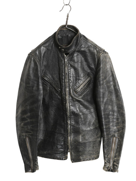 60s USA製 ★ Kehoe 本革 レザー シングル ライダース ジャケット メンズ S / 古着 ヴィンテージ 革ジャン ステアハイド カフェレーサー 黒