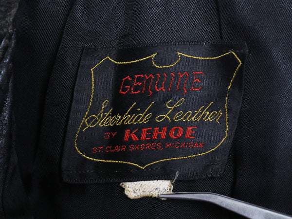 60s USA製 ★ Kehoe 本革 レザー シングル ライダース ジャケット メンズ S / 古着 ヴィンテージ 革ジャン ステアハイド カフェレーサー 黒