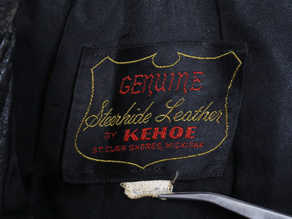 60s USA製 ★ Kehoe 本革 レザー シングル ライダース ジャケット メンズ S / 古着 ヴィンテージ 革ジャン ステアハイド カフェレーサー 黒