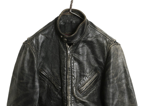 60s USA製 ★ Kehoe 本革 レザー シングル ライダース ジャケット メンズ S / 古着 ヴィンテージ 革ジャン ステアハイド カフェレーサー 黒