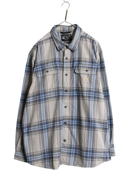 US企画 カーハート 長袖 ヘビー フランネル シャツ メンズ XL チェック LOOSE FIT ネルシャツ コットン ワーク 大きいサイズ マルチカラー