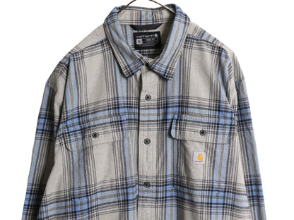 US企画 カーハート 長袖 ヘビー フランネル シャツ メンズ XL チェック LOOSE FIT ネルシャツ コットン ワーク 大きいサイズ マルチカラー