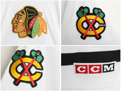 80s 90s ブラックホークス メッシュ ホッケー ジャージ メンズ XL / ヴィンテージ NHL オフィシャル アイスホッケー ユニフォーム ロンT 白