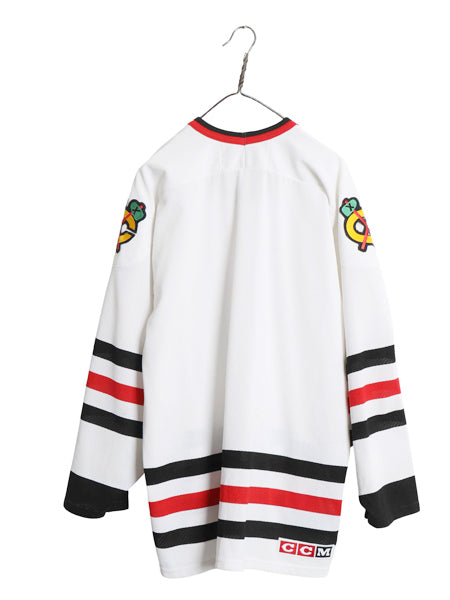 80s 90s ブラックホークス メッシュ ホッケー ジャージ メンズ XL / ヴィンテージ NHL オフィシャル アイスホッケー ユニフォーム ロンT 白