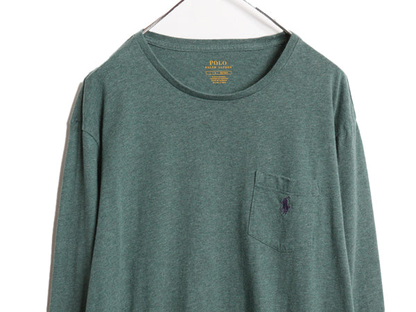 ポロ ラルフローレン ポケット付き 長袖 Tシャツ メンズ L 古着 ロンT ロングスリーブ コットン シングルステッチ ワンポイント カットソー