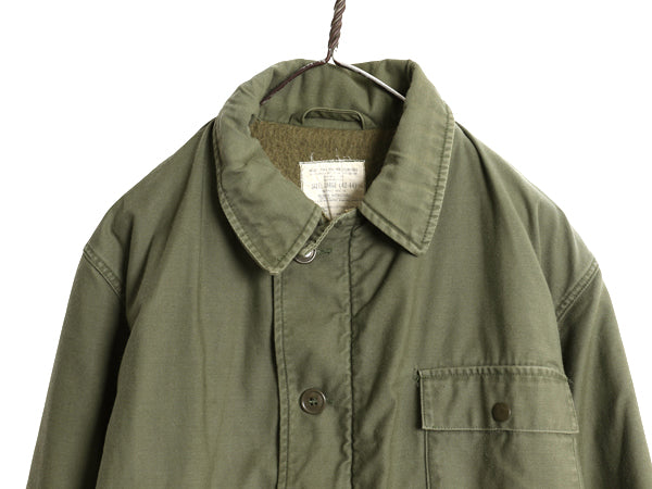 80s 米軍実物 USN ネイビー A-2 デッキ ジャケット メンズ L / 80年製 ヴィンテージ NAVY ミリタリー 軍物 裏ボア ライナー付き ブルゾン