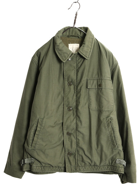 80s 米軍実物 USN ネイビー A-2 デッキ ジャケット メンズ L / 80年製 ヴィンテージ NAVY ミリタリー 軍物 裏ボア ライナー付き ブルゾン