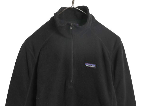 パタゴニア マイクロD ハーフジップ フリース プルオーバー レディース M 古着 15年製 ロンT 長袖 Tシャツ ハイネック アウトドア ブラック