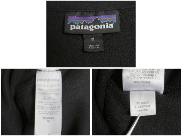パタゴニア マイクロD ハーフジップ フリース プルオーバー レディース M 古着 15年製 ロンT 長袖 Tシャツ ハイネック アウトドア ブラック