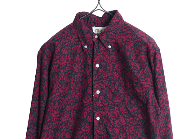 60s USA製 ★ キャンパス ボタニカル 総柄 3点留め ボタンダウン シャツ メンズ M 古着 ヴィンテージ 長袖シャツ BD コットン スリム 花柄
