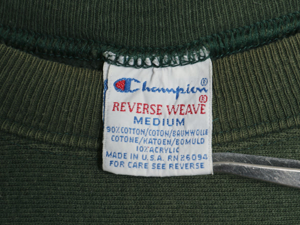 90s USA製 ★ チャンピオン リバースウィーブ 3段 カレッジ プリント スウェット メンズ M 古着 オールド トレーナー 裏起毛 トリコタグ 緑