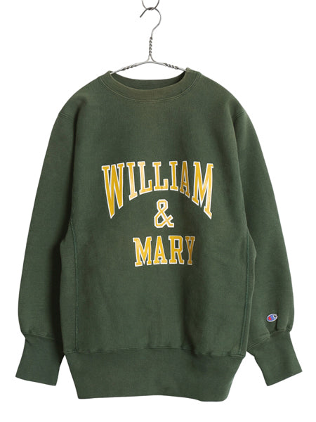 90s USA製 ★ チャンピオン リバースウィーブ 3段 カレッジ プリント スウェット メンズ M 古着 オールド トレーナー 裏起毛 トリコタグ 緑