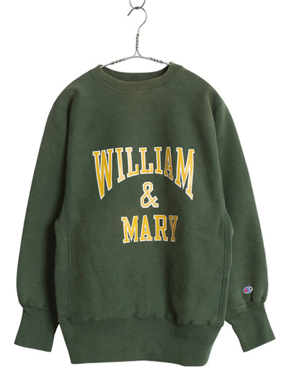 90s USA製 ★ チャンピオン リバースウィーブ 3段 カレッジ プリント スウェット メンズ M 古着 オールド トレーナー 裏起毛 トリコタグ 緑