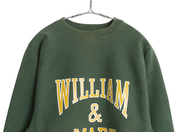 90s USA製 ★ チャンピオン リバースウィーブ 3段 カレッジ プリント スウェット メンズ M 古着 オールド トレーナー 裏起毛 トリコタグ 緑