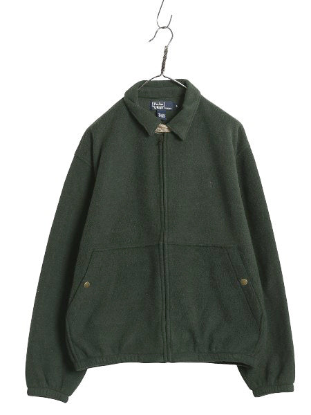 90s ポロ ラルフローレン フリース スイングトップ ジャケット メンズ L オールド ブルゾン フルジップ ジャンパー ワンポイント グリーン