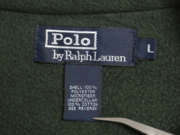 90s ポロ ラルフローレン フリース スイングトップ ジャケット メンズ L オールド ブルゾン フルジップ ジャンパー ワンポイント グリーン